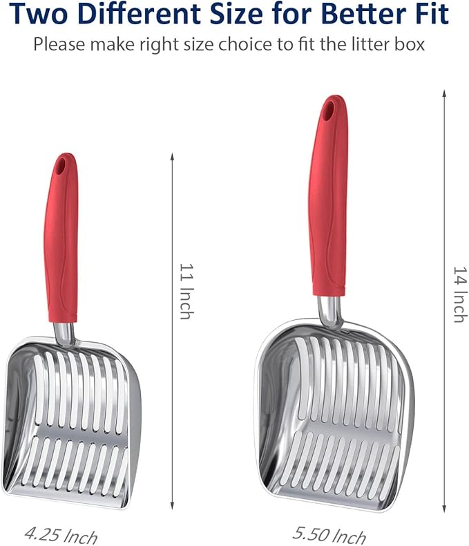 WePet Cat Litter Scoop, Aluminum Alloy Sifter, Kitty Metal Scooper, Deep Shovel - Image 2