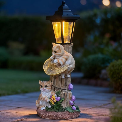 Solar Cat Outdoor Statue, Garden Statue by ZYLiWoo