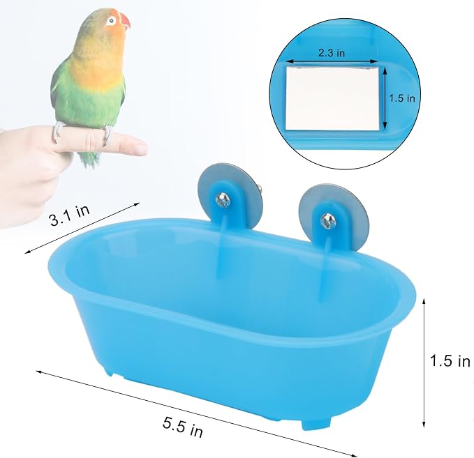 Hypeety Bird Bath with Mirror Portable Bird Bath Bird Bathroom - Image 2