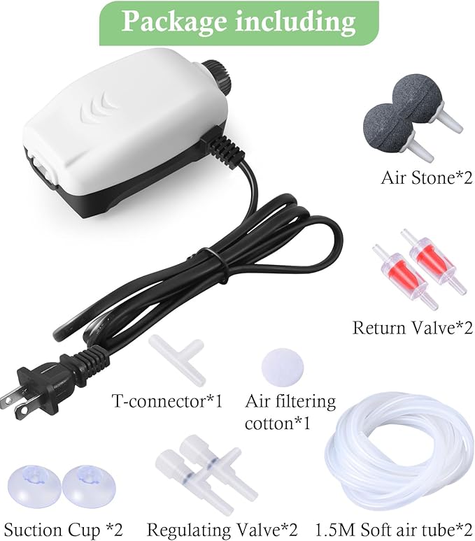 HITOP 2W Nano Whisper Aquarium Air Pump, 57GPH Adjustable Dual Outlet Fish Tank - Image 6
