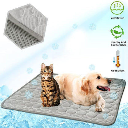Washable Dog Cooling Mat Ice Silk Pet Self Cooling Pad Blanket - Image 8