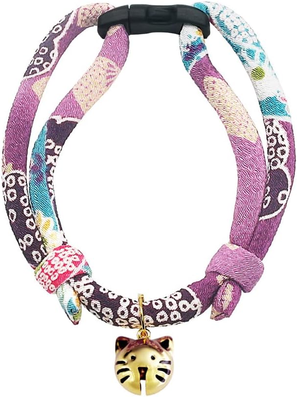 PetSoKoo Cat Collar with Kitty Face Bell. Cute Japan Chirimen Kitten Collar. by PetSoKoo