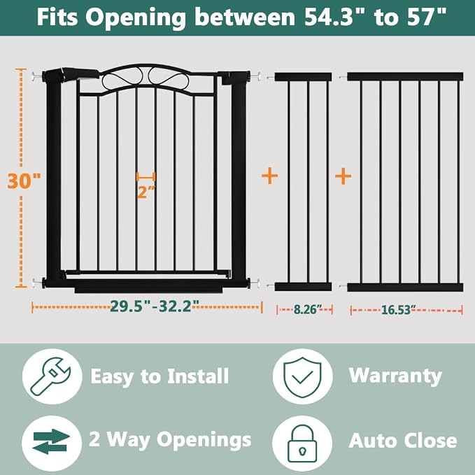Fairy Baby 54.4"-57.0" Extra Wide Baby Gate - Image 2