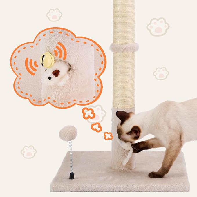PAWSFANS Cat Scratching Post for Indoor Cats and Kittens, 30inches Tall Sisal - Image 3