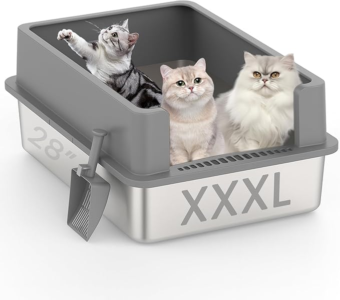 【No Sifting】 Tiuubt XXXL Stainless Steel Litter Box by TIUUBT