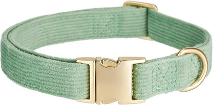 Soft Cotton Dog Collar with Metal Buckle Adjustable Heavy Duty Comfy Corduroy by YUDOTE