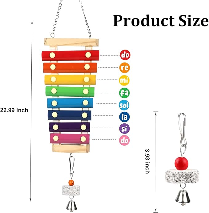 Large Parrot Suspensible Xylophone Toy, Medium Birds, African Grey - Image 4