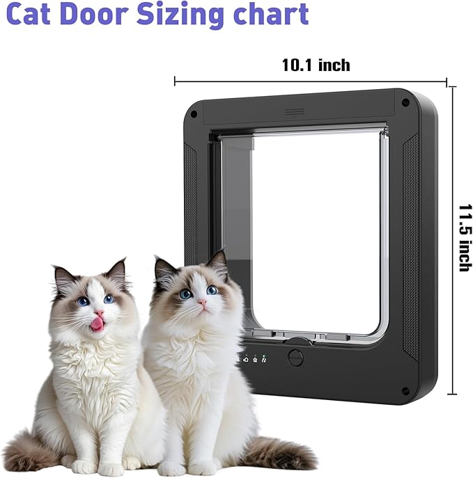 Smart Cat Door for Interior & Exterior Doors, Inter Frame Size 8.34" x 7.83" - Image 2