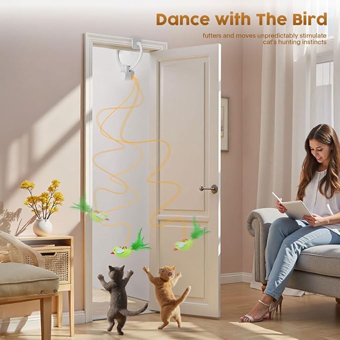 Interactive Cat Toys for Indoor Cats: Automatic Flying Bird Feather Wand Chase - Image 3