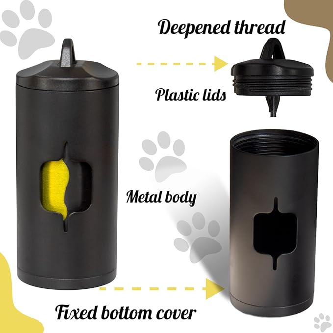 Metal Dog Poop Bag Holder w/Leash Clip|Durable Scratch-Resistant Aluminum|15 - Image 2