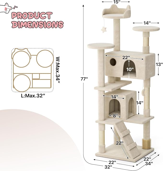 MoNiBloom 77 Inch Cat Tree Tower - Image 2