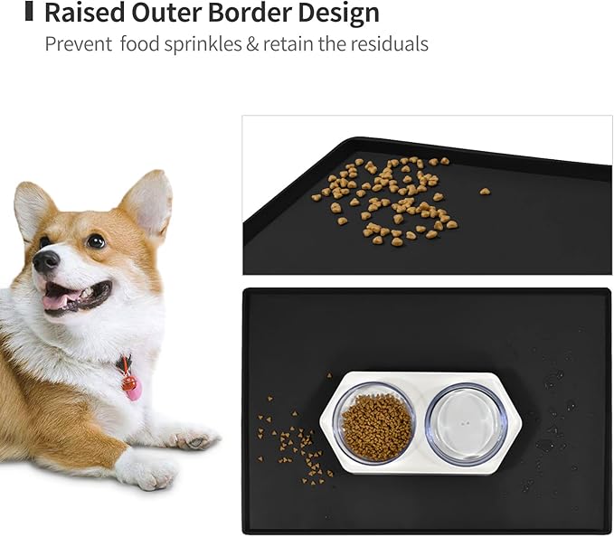 Dog Food Mat, Silicone Waterproof Food Tray, Non Slip Pet Bowl Mats Placemat - Image 3