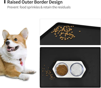 Dog Food Mat, Silicone Waterproof Food Tray, Non Slip Pet Bowl Mats Placemat - Image 3