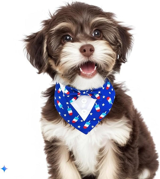 Dog Tuxedo, Adjustable Formal Wedding Outfit Bandana Dog Tux Collar by DOGTACT