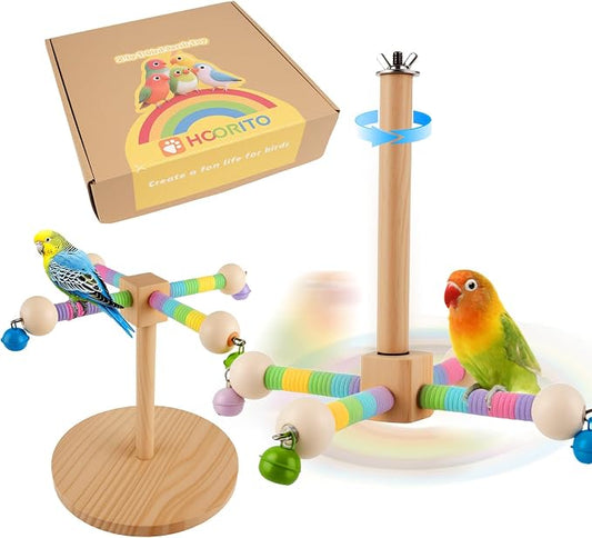 Bird Perch Toy, 360°Interactive Rotating Bird Perches by HOORITO