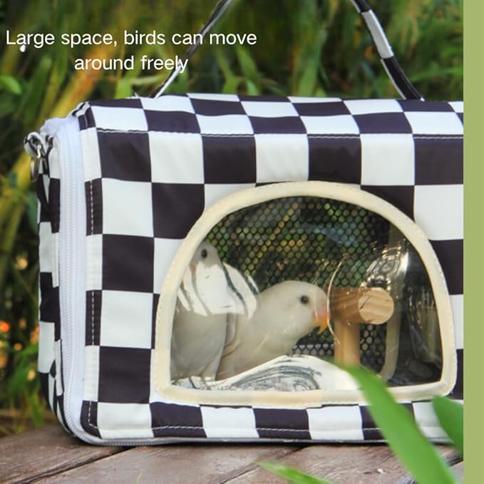 Bird Travel Carrier with Perch Parakeet Carriers with Net, Pad Mat, Feeder - Image 7