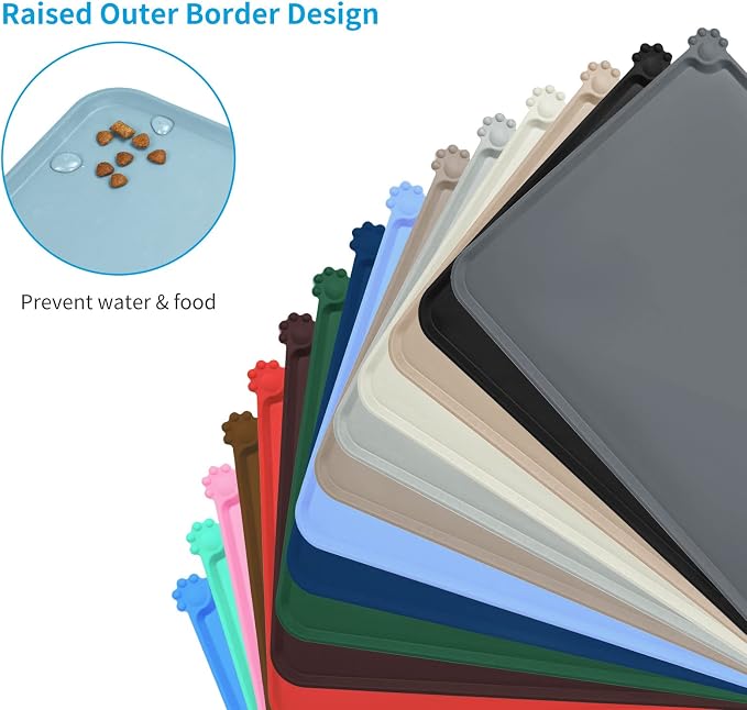 AUDWUD Silicone Waterproof Pet Feeding Mats, Anti Slip Bowl Pad, Dog Mat - Image 3