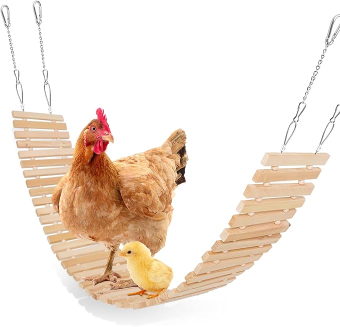 Jorewood Chicken Coop Toy Natural Wooden Chicken Swing & Bridge Toys by JOREWOOD