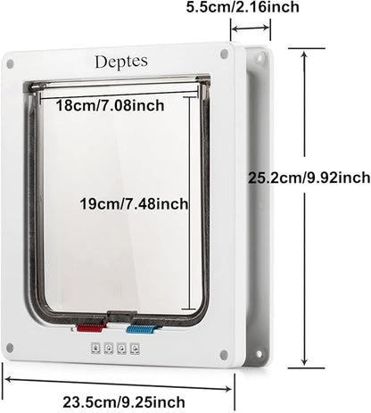 Depets Large Cat Door, 4 Way Locking Cat Flap Door - Image 3