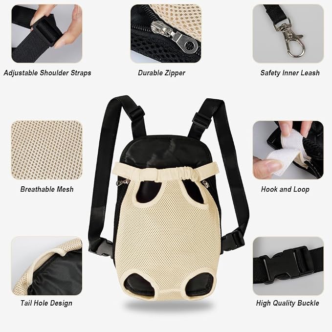 FEimaX Dog Carrier Backpack Pet Legs Out Front Cat Travel Bag, Adjustable Puppy - Image 3