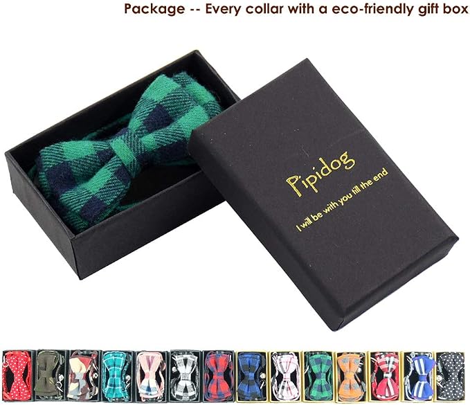 Cat Collar Breakaway with Bell and Bow Tie, Plaid Design Adjustable Safety - Image 2