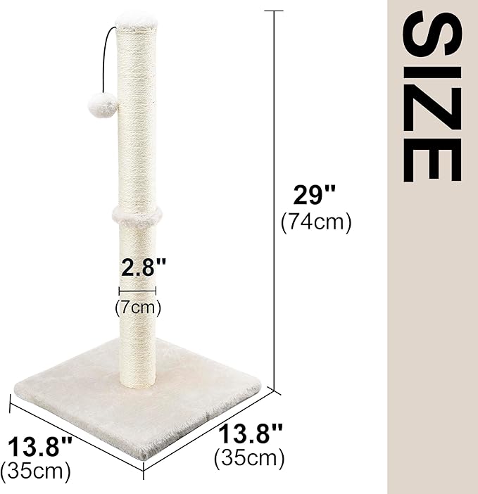 Dimaka 29" Height Tall Cat Scratching Post, Claw Scratcher - Image 2