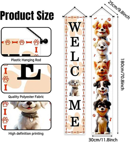 Aperturee Happy Dog Day Porch Banner, 12x72 Inch, Dog Paw Print Design - Image 4
