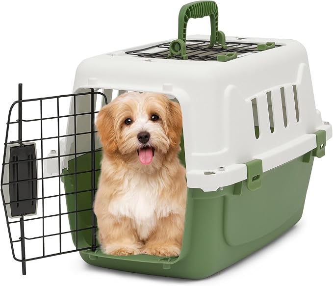 MoNiBloom 18-Inch 2-Door Top Loading Cat Carrier, Plastic Dog Crate Hard-Sided by Monibloom
