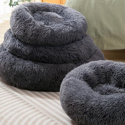Donut Dog Bed Cat Bed Fluffy Calming Pet Bed Dog Round Bed Cat Round Bed Warm - Image 4