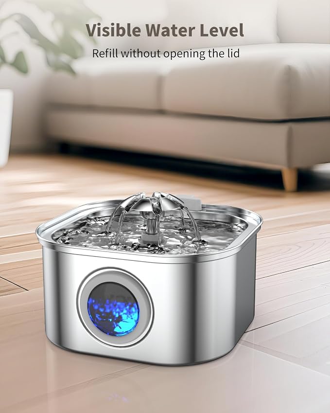 Cat Water Fountain Stainless Steel, 3.2L/108oz Cat Fountain - Image 5