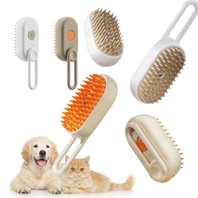 3-in-1 Steam Pet Brush for Cats & Dogs – Self-Cleaning Grooming Comb by Unknown