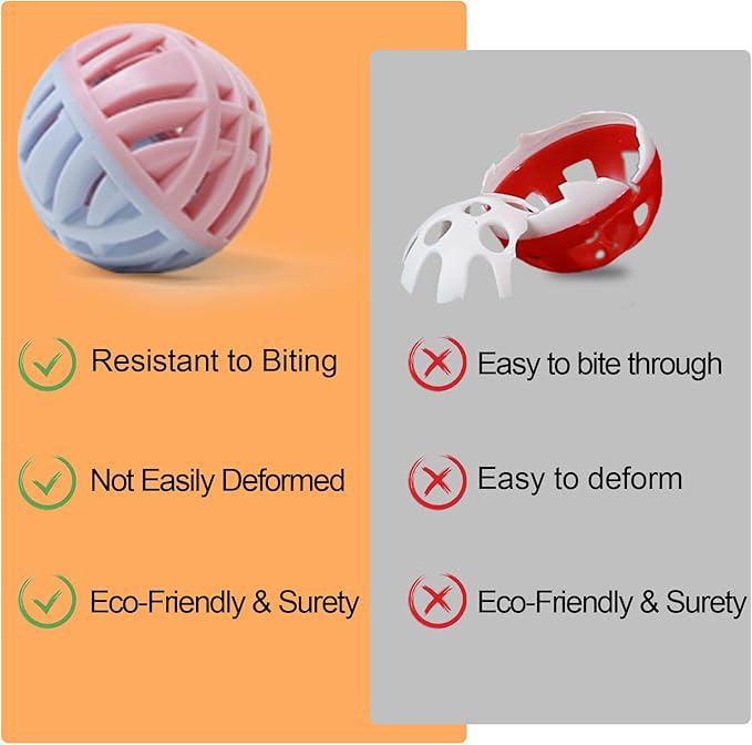 Rubber Cat Toy Balls with Inside Bell, Soft TPR Interactive Cat Ball Toys - Image 4