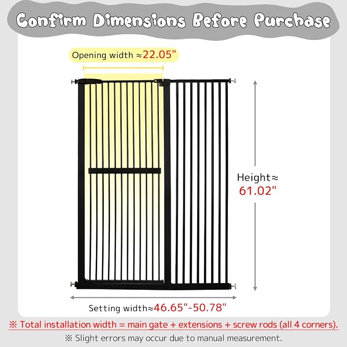 Lumizone Extra Tall Cat Gate 61.02" High Pressure Mounted Extra Wide - Image 2