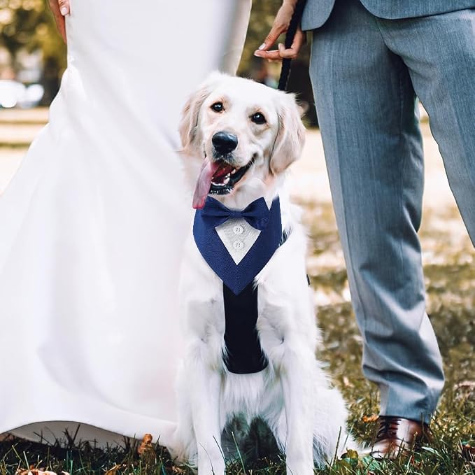 Dog Wedding Bandana, Formal Dog Tuxedo Adjustable Pet Collar - Image 5