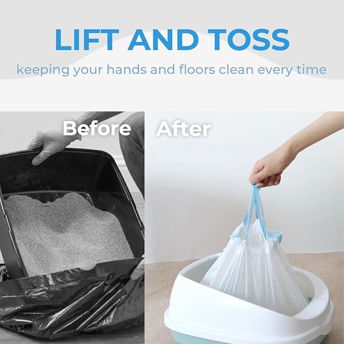 80 Pack Cat Litter Bags with Drawstring, Compatible with Litter-Robot 3/4 Heavy - Image 4