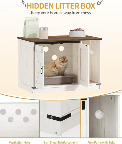 Cat Litter Box Enclosure, Hidden Litter Box Cabinet Furniture - Image 3
