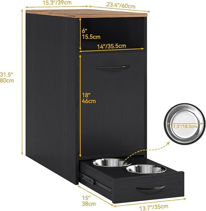 DWVO Dog Feeding Station with Storage, Dog Food Cabinet with 2 Feeder Bowls - Image 3