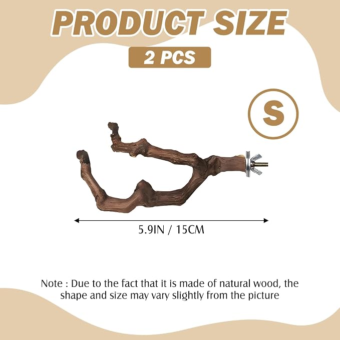 PINVNBY Natural Parrot Perch Grape Wood Bird Stand Pole Parakeet Paw Grinding - Image 2