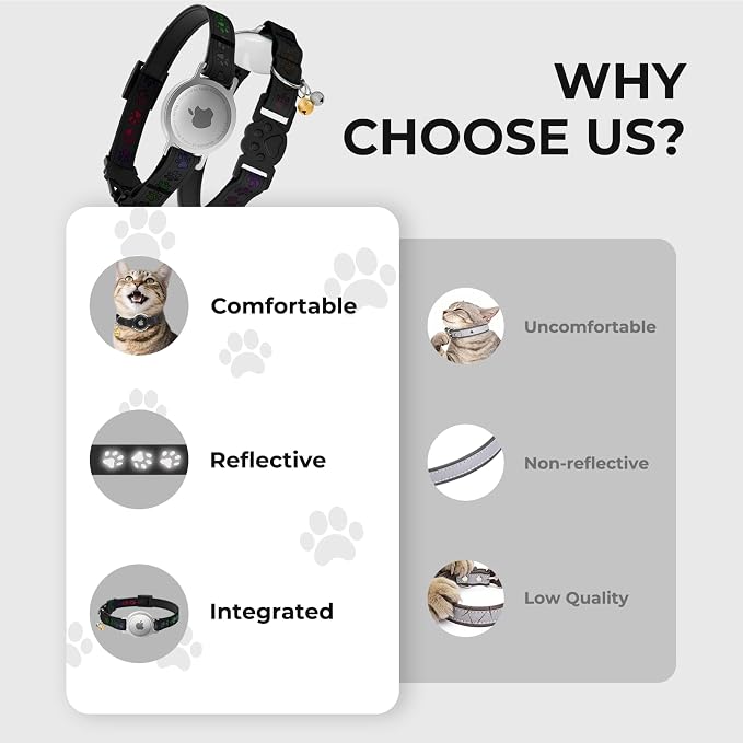 AirTag Cat Collar, Breakaway Cat Air Tag Collar, Reflective Cat Collar - Image 5