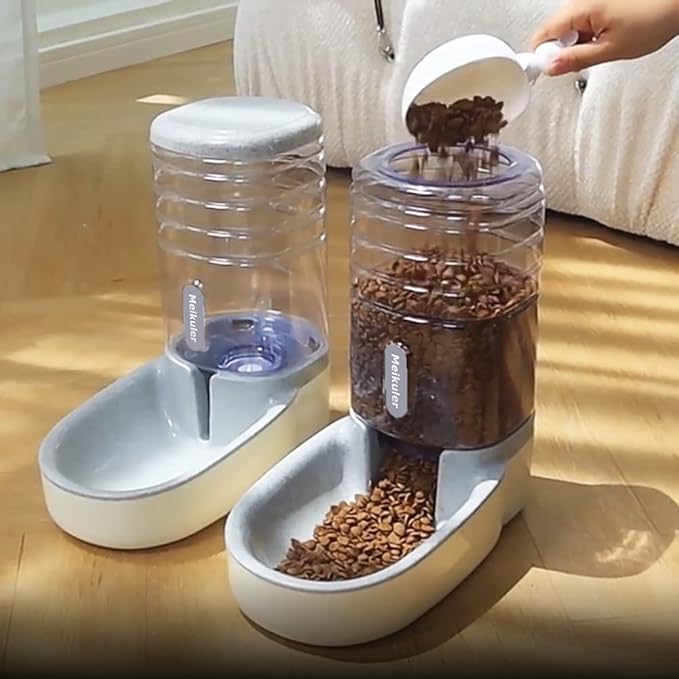 Meikuler Automatic Dog Cat Feeder and Water Dispenser Set, Waterer and Gravity - Image 4