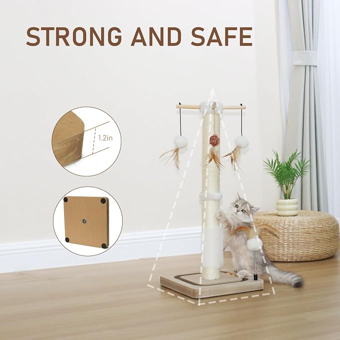 PEEKAB Cat Scratching Post 27 Inches Sisal Scratch Posts - Image 6