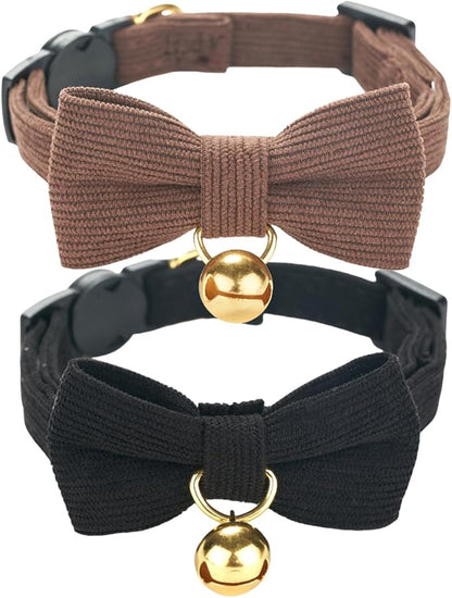 Soft Corduroy Cat Collar, Plaid Pattern, by Petiry