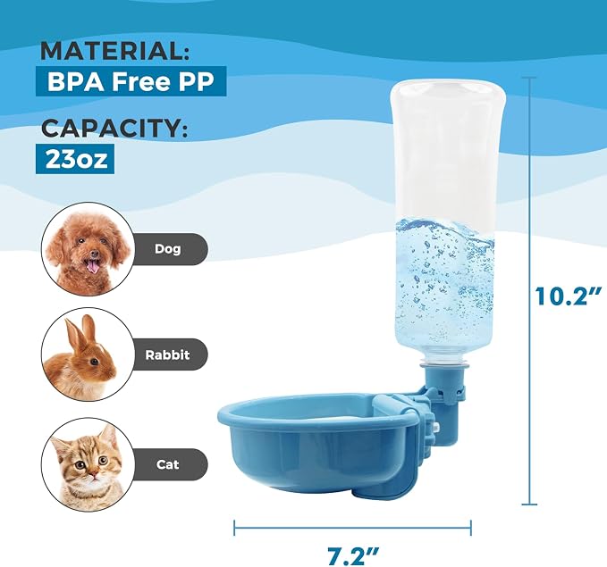 VANNON 23oz Pet Water Bottle, Gravity Dog Water Bowl Dispenser - Image 6