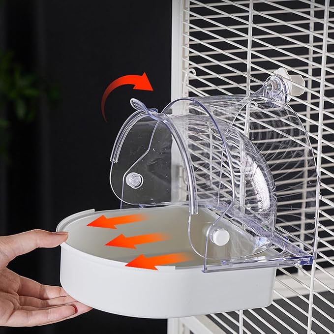 Hanging Brid Bath with Feeder for Cage, 3 in 1 Multifunction Bird - Image 3