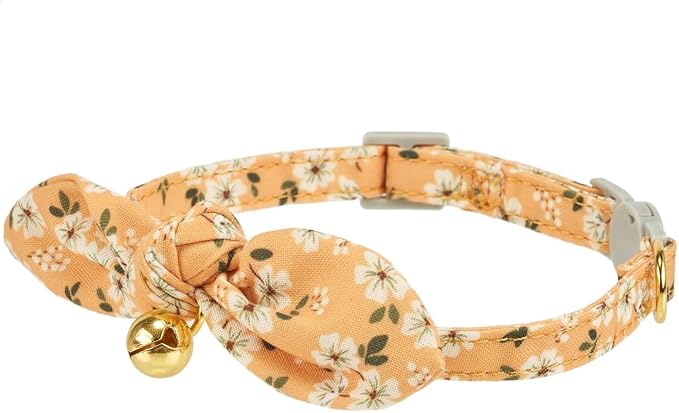 2 Pack Cotton Cat Collar, Removable Bowtie, Floral Pattern, Safety Breakaway - Image 4