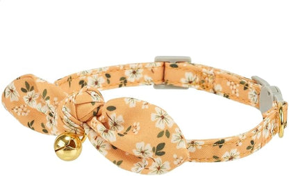 2 Pack Cotton Cat Collar, Removable Bowtie, Floral Pattern, Safety Breakaway - Image 4