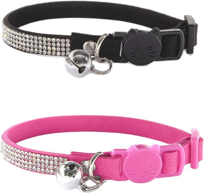 Pack of 2 Rhinestone Cat Collar Breakaway by HAMUSN