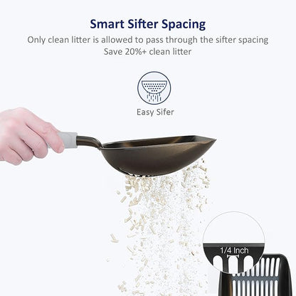 WePet Cat Litter Scoop, Non-Stick Plated Aluminum Alloy Sifter, Kitty Durable - Image 3