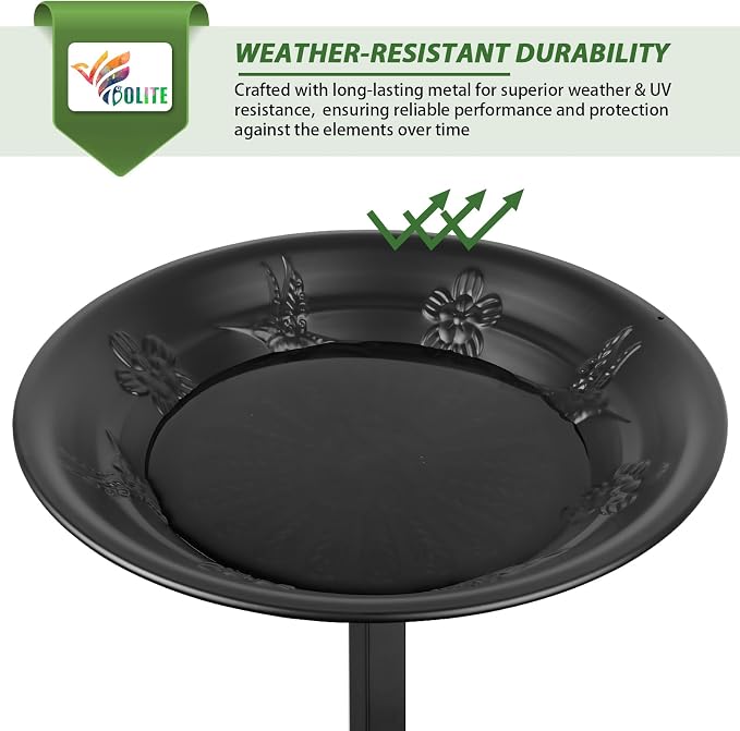 BOLITE Bird Bath for Outside, Metal Freestanding Birdbaths - Image 5