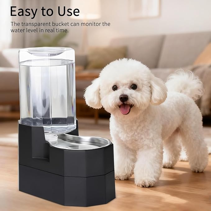 Sfozstra Large Dog Water Dispenser: 7L Raised Gravity Gray Automatic Stainless - Image 6